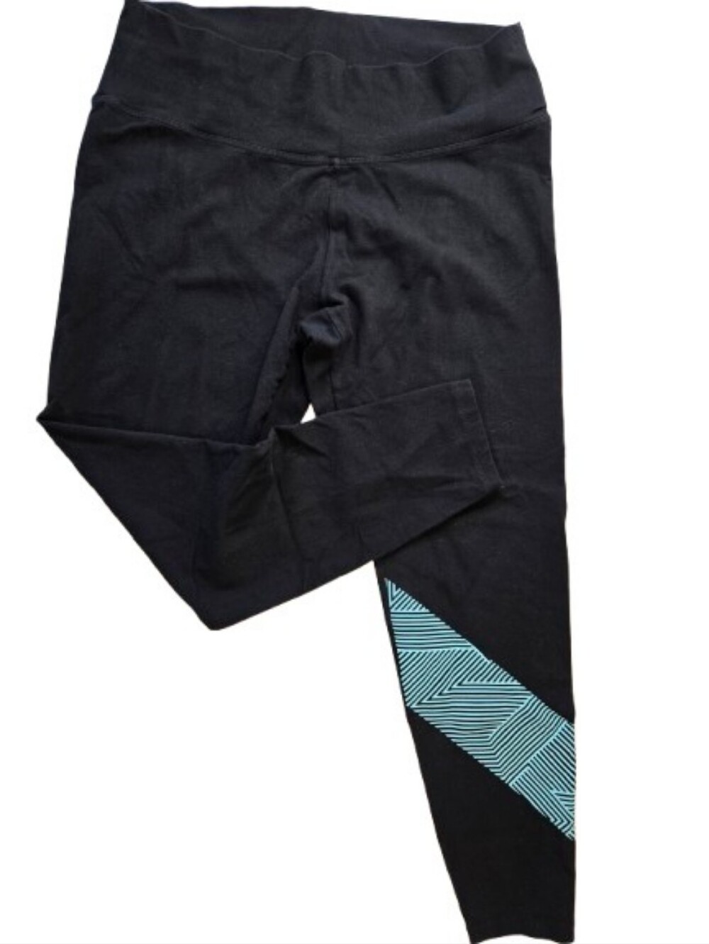 Old Navy Active Black Leggings With Aqua Geometric Print Size XXL